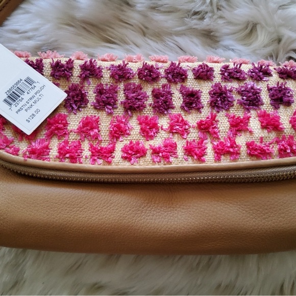 Fossil Preston Straw and leather Clutch Pouch Bag Purse NWT Handbag - Picture 9 of 12